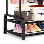 Arara de Roupas Duplo Resistente com Duplo Sapateiro Preto