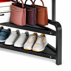 Arara de Roupas Duplo Resistente com Duplo Sapateiro Preto