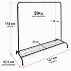 Arara Para Roupas Duplo Para 180 Cabides Sapateira