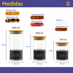 Kit 10 Potes Herméticos Vidro Tampa Bambu Seiri