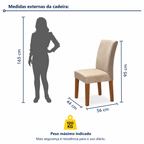 Conjunto Sala de Jantar Mesa Tampo MDF 4 Cadeiras Cor Chocolate/Bege/Branco